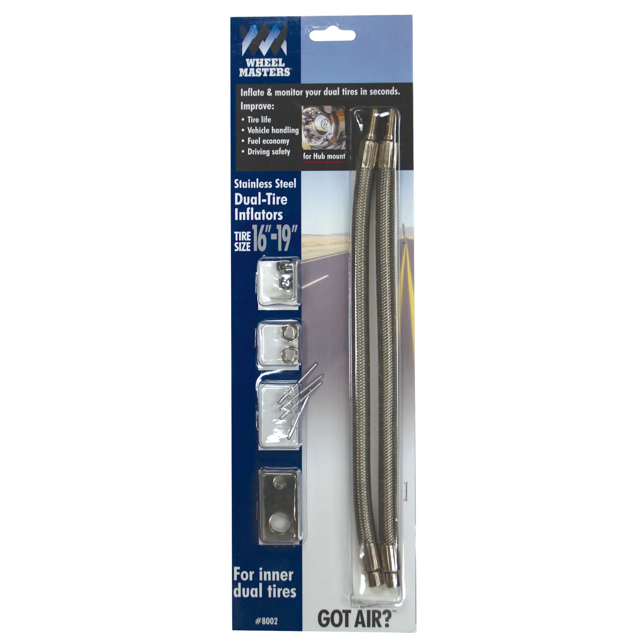 Wheel Masters 8002 AM2 Hose Extenders For 16"-19.5" Wheel Liners & Covers - 2 Hose Kit, Hub Hole Mount - 8002 AM2