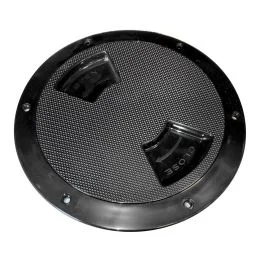 Sea-Dog Quarter-Turn Textured Deck Plate W/Internal Collar - Black - 6"