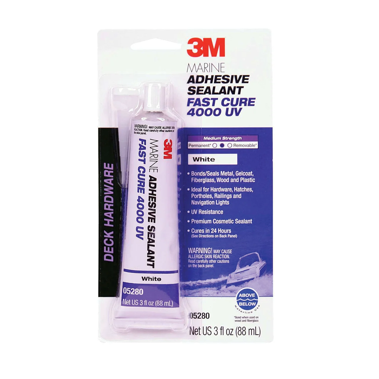 3M 05280 Marine Adhesive/Sealant Fast Cure 4000 UV, White / 3 oz. - 7000121531