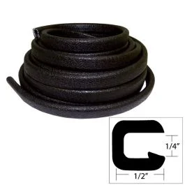 Taco Flexible Vinyl Trim - ¼" Opening X 1/2"W X 25'L - Black