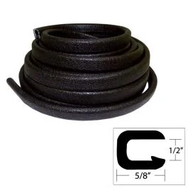 Taco Flexible Vinyl Trim - 1/2" Opening X ⅝"W X 25'L - Black
