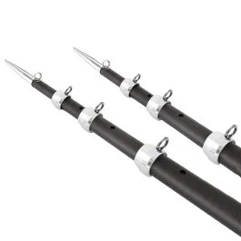 Tigress Xd 3k Carbon Fiber Telescoping Outrigger Poles - 21' - Matte Black/ Silver - Pair
