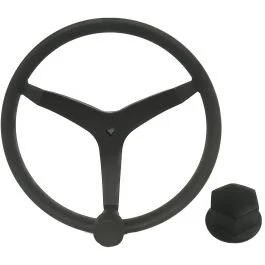 Uflex - V46 - 13.5" Stainless Steel Steering Wheel W/Speed Knob & Chrome Nut - Black