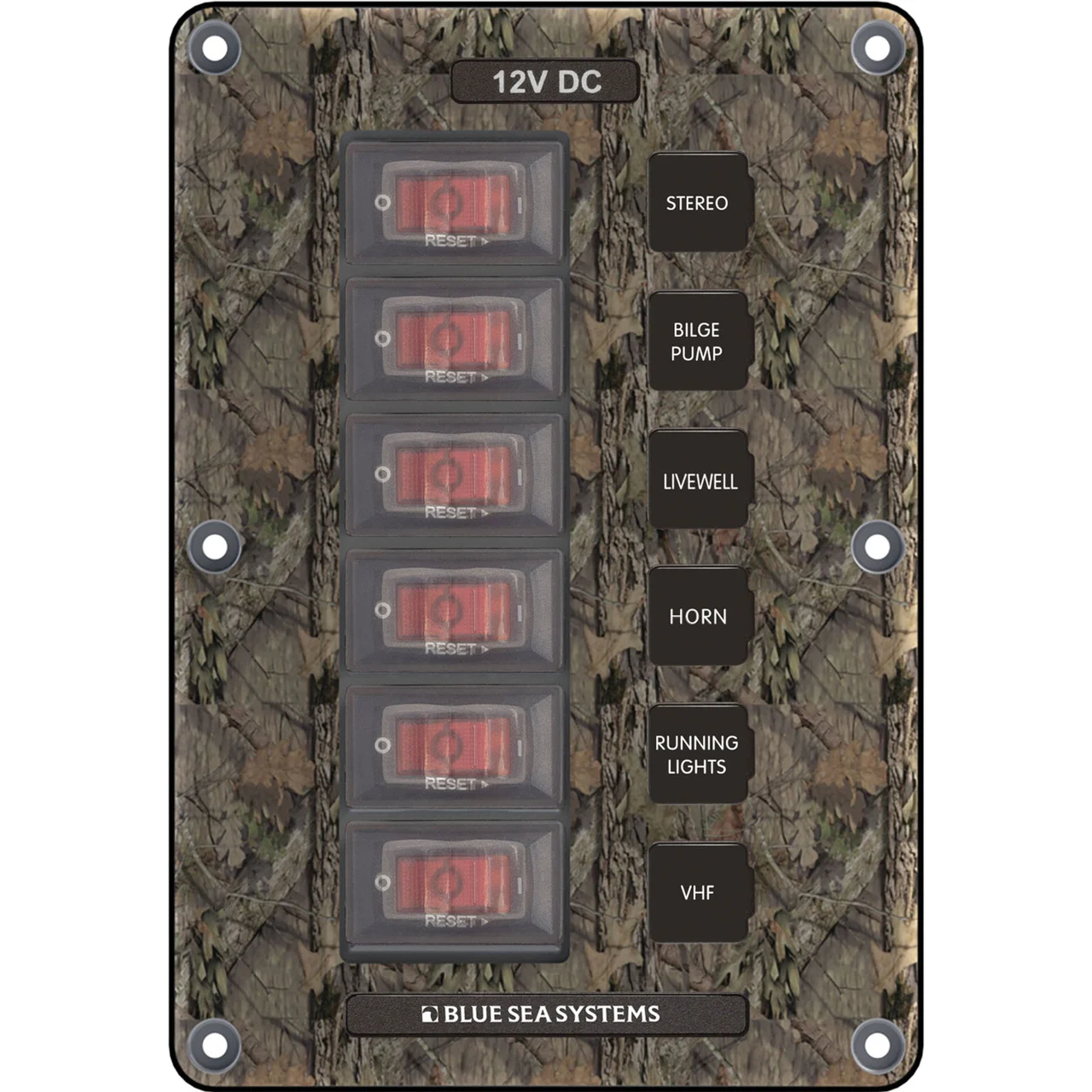 Blue Sea Systems 4325-BSS Panel Switch H2O CB 6POS CAMO - 4325-BSS