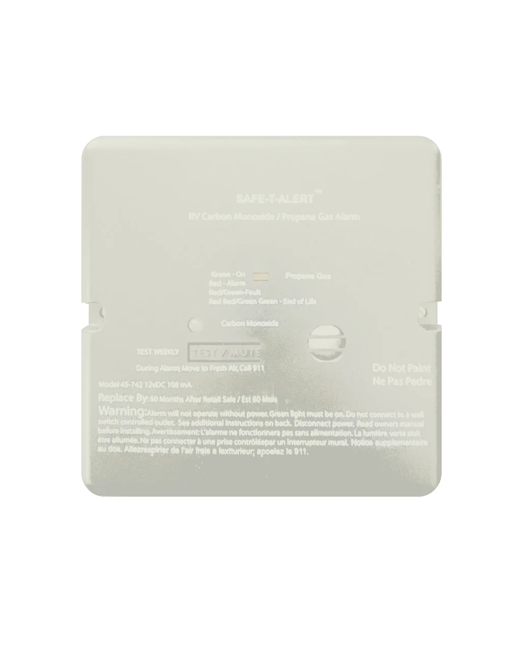 Safe-T-Alert 45-742-WT Dual LP/CO Alarm - 12V, 45 Series Flush Mount, White - 45-742-WT