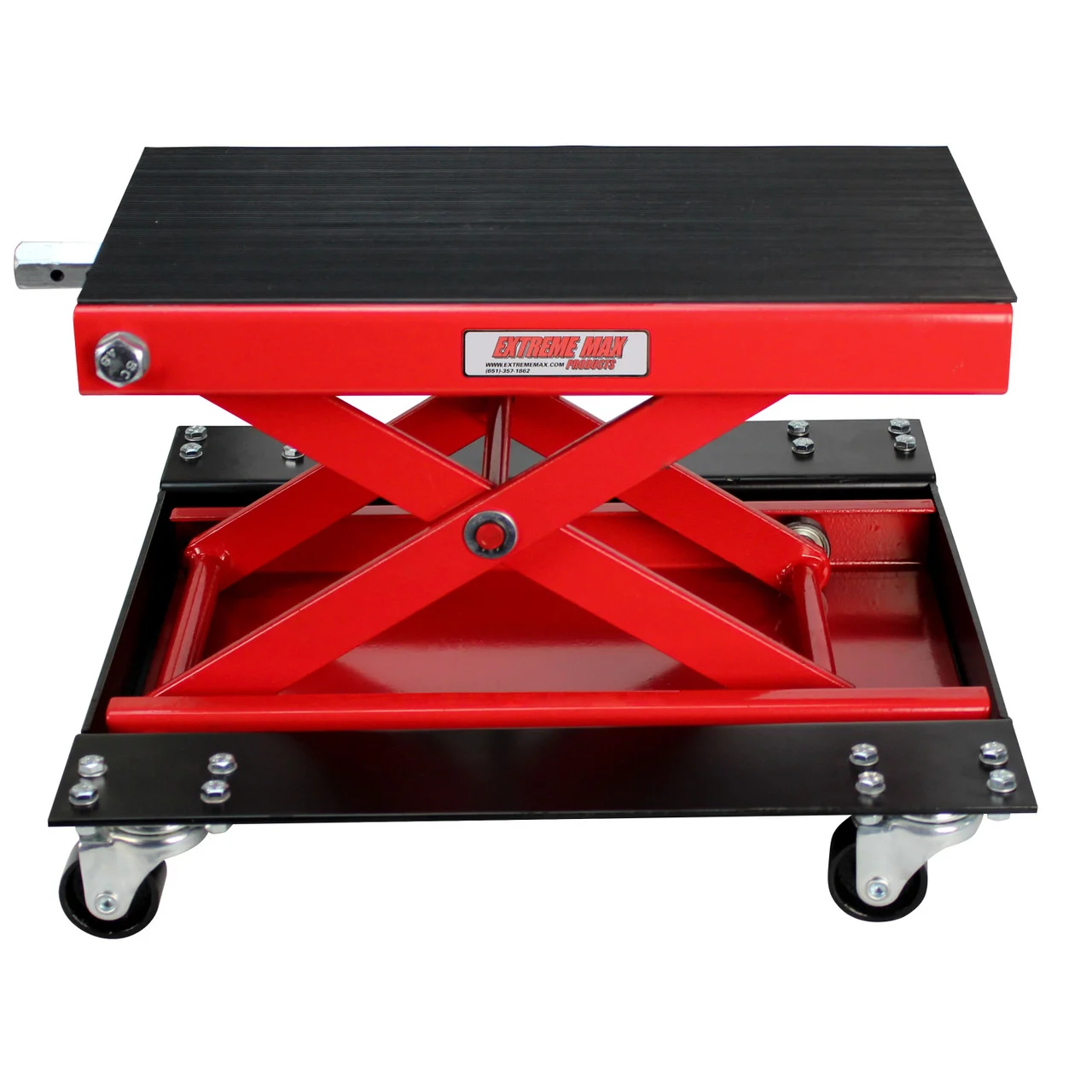 Extreme Max 5001.5059 Wide Motorcycle Scissor Jack with Dolly - 1100 lbs. - 5001.5059