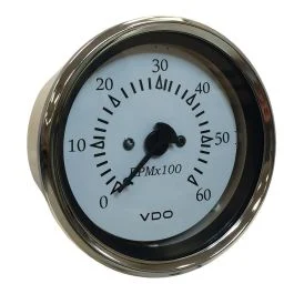 Vdo Cockpit Marine 85mm (3-3/8") Sterndrive Tachometer - White Dial/Chrome Bezel