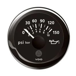 Veratron 52mm (2-1/16") Viewline Oil Pressure Indicator 0 To 150 Psi - Black Dial & Round Bezel