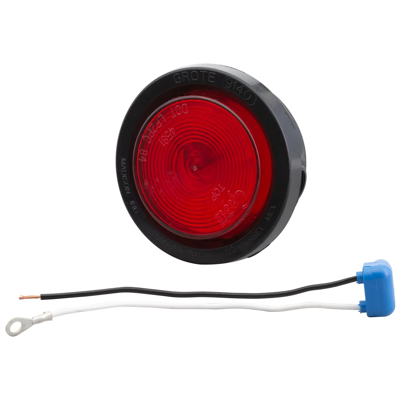 Grote 45042 Round 12v Clearance Marker Light With Optic Lens - 2.5", Kit (45812 + 91400 + 67050), Red - 45042
