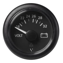 Veratron 52mm (2-1/16") Viewline Voltmeter 18-32v - Black Dial & Bezel