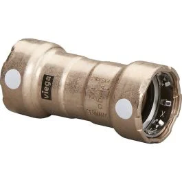 Viega Megapress 3/4" Copper Nickel Coupling W/Stop Double Press Connection - Smart Connect Technology