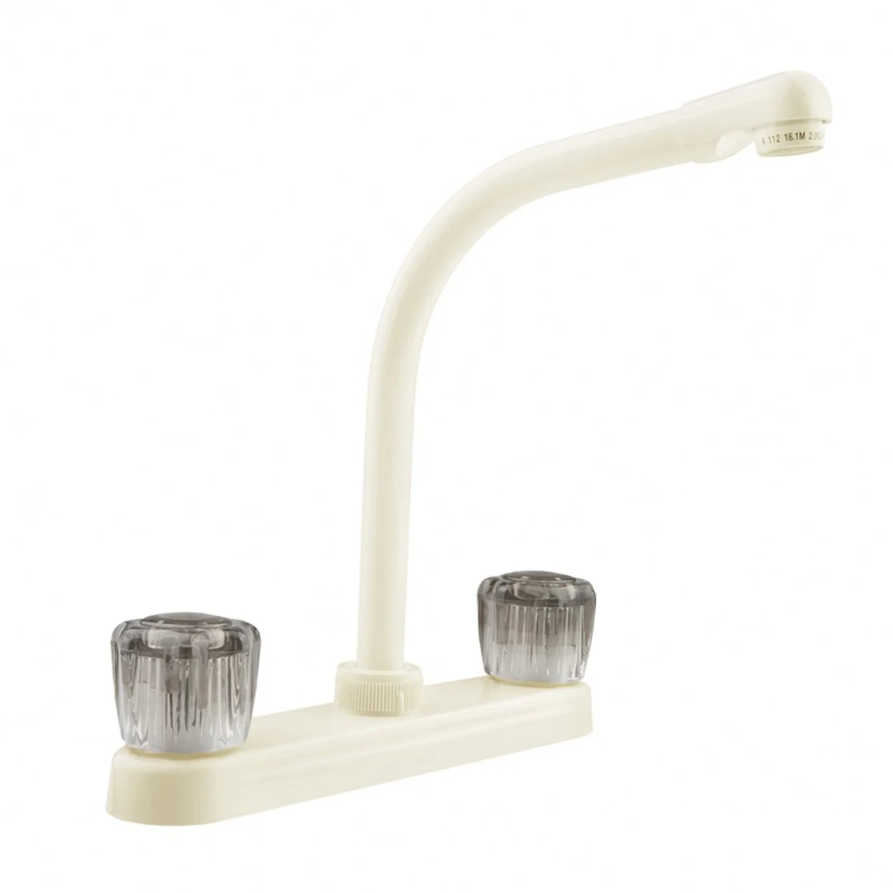 Dura Faucet Hi-Rise RV Kitchen Faucet with Clear Knobs - Bisque Parchment - DF-PK210S-BQ