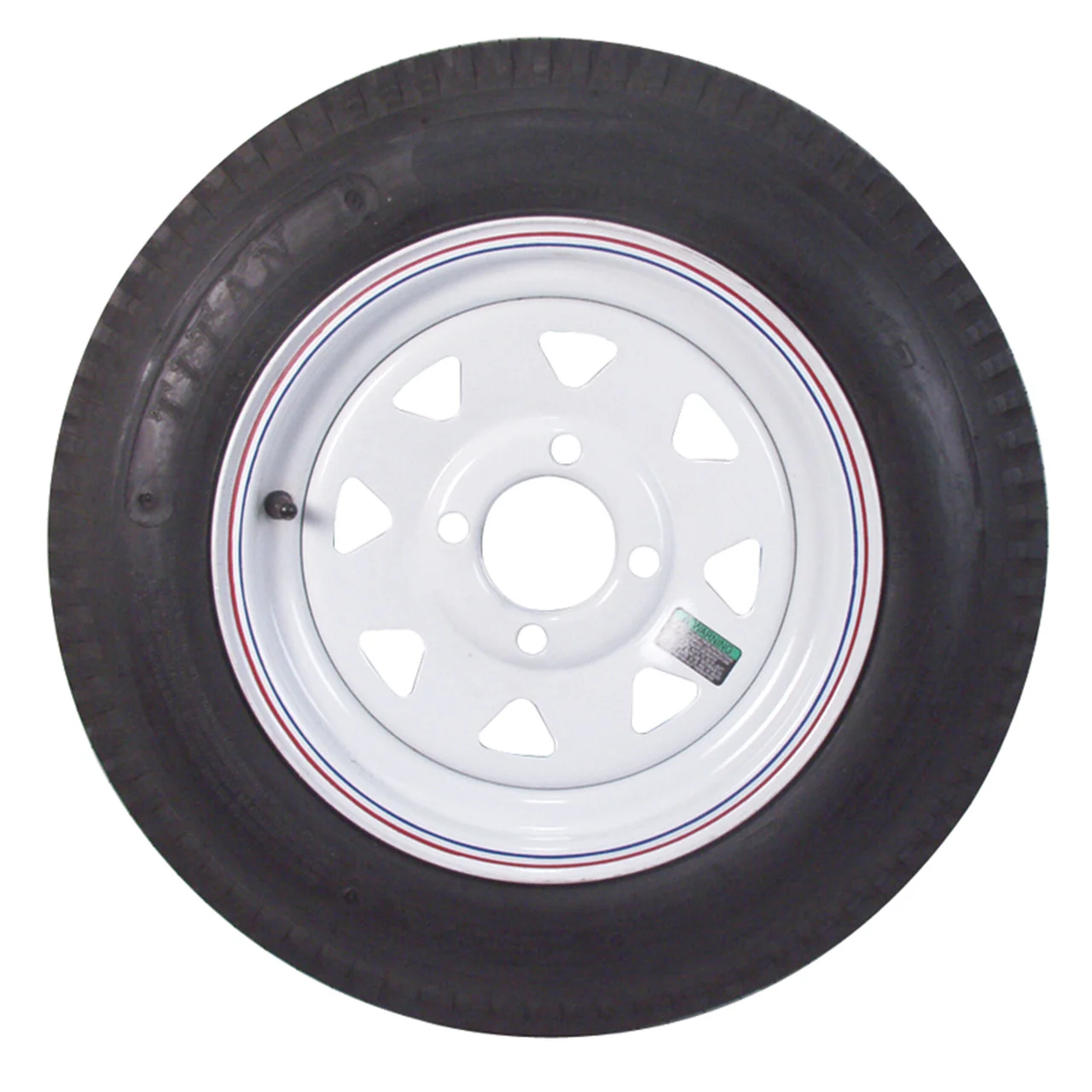 Americana Tire and Wheel 30580 Economy Bias Tire and Wheel 4.80 x 12 B/5-Hole - White Pinstripe Spoke Rim - 30580