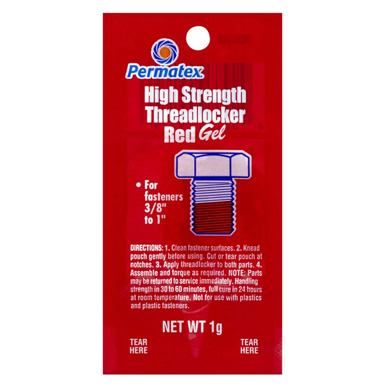 Permatex 09979 High Strength Threadlocker Red Gel - 1 Gram Pouch - 9979