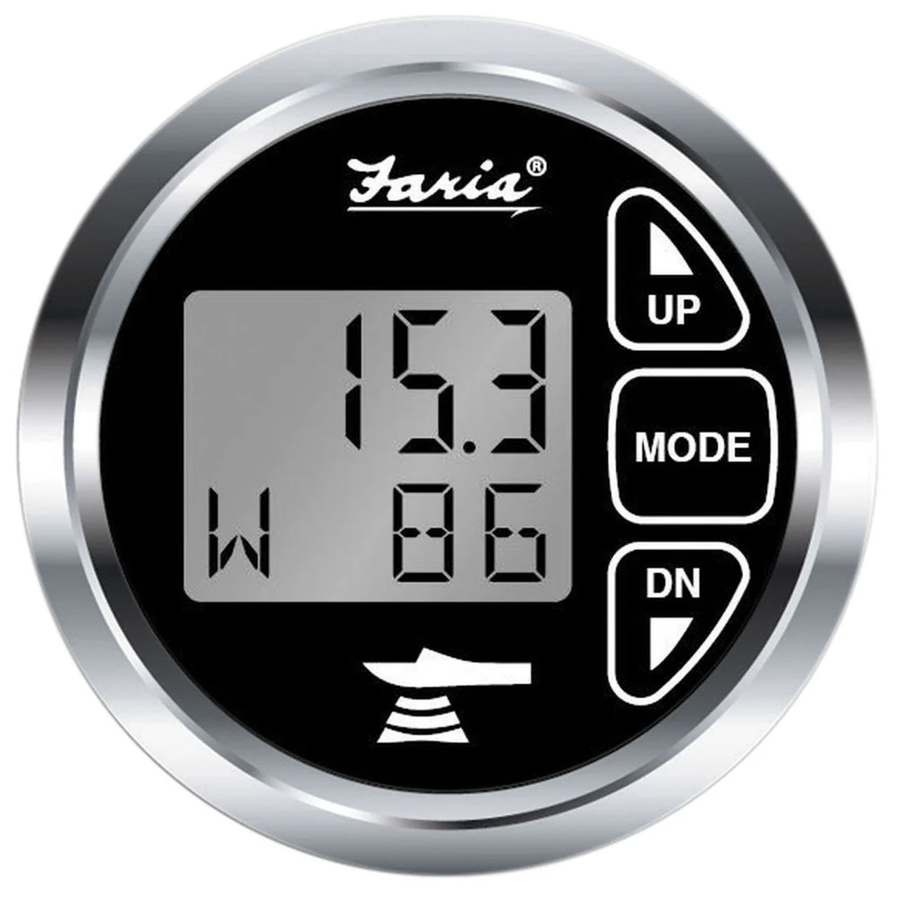 Faria 13752 Chesapeake Stainless Steel Depth Sounder with Air and Water Temperature (Transom Mounted Transducer) - 2", Black - 13752
