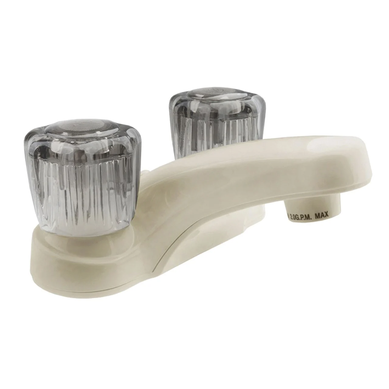Dura Faucet Non-Metallic Two-Handle RV Lavatory Faucet with Smoked Acrylic Knobs - Bisque Parchment - DF-PL700S-BQ