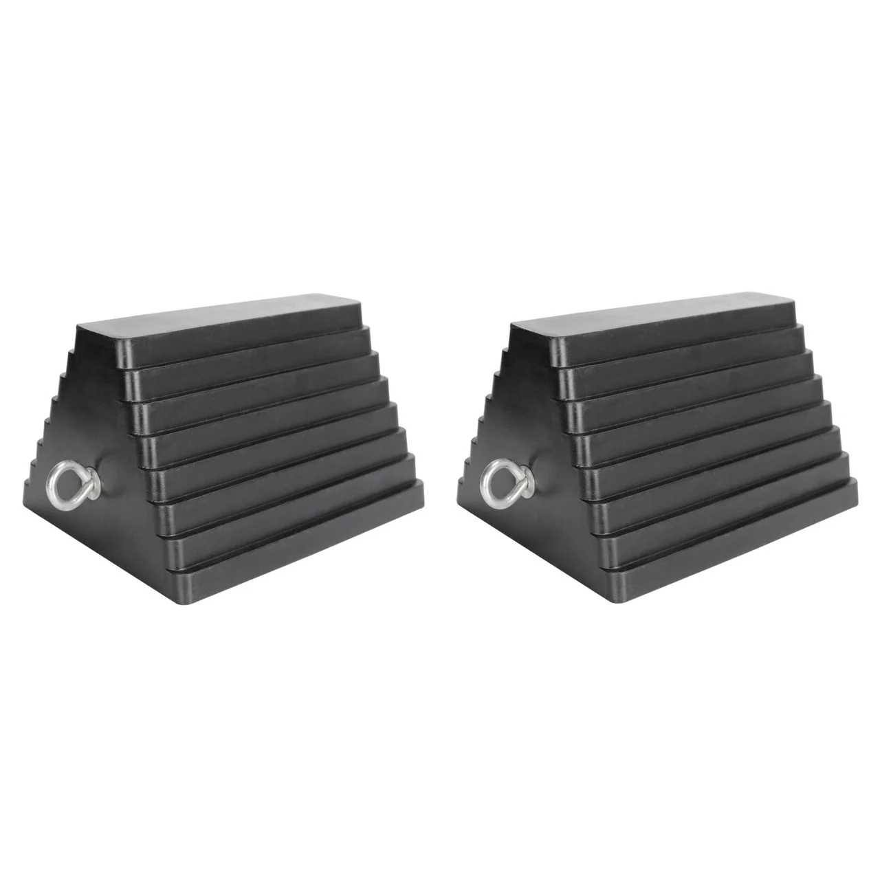 Extreme Max 5001.5775.2 Heavy-Duty Rubber Wheel Chock with Eyebolt - Value 2-Pack - 5001.5775.2